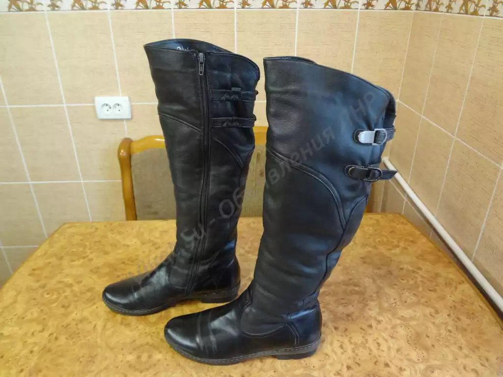 Женские зимние кожаные сапоги