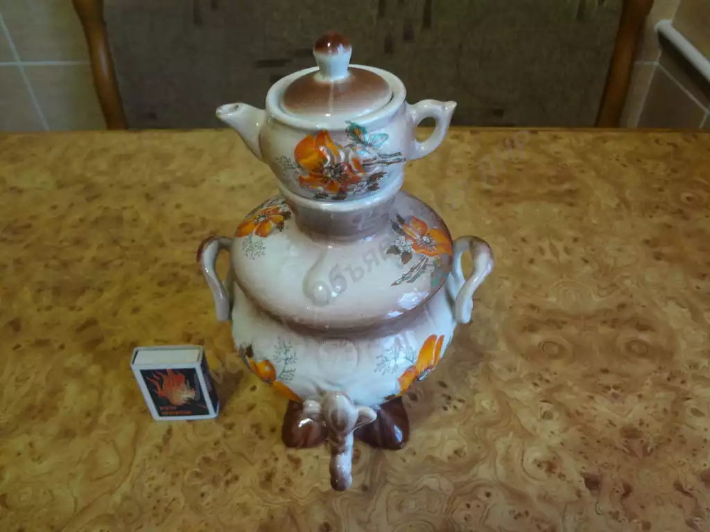 Керамический самовар с чайником декоративный