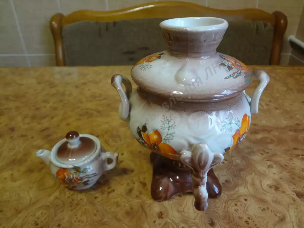 Керамический самовар с чайником декоративный